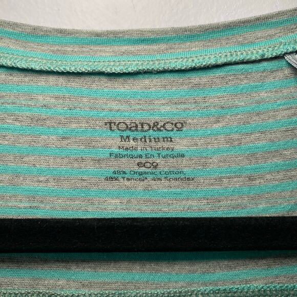 Toad & Co Blue Gray Stripe 3/4 Sleeve Pullover Top Women's size Medium - Picture 3 of 9